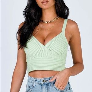 Princess Polly Arlene crop top green
